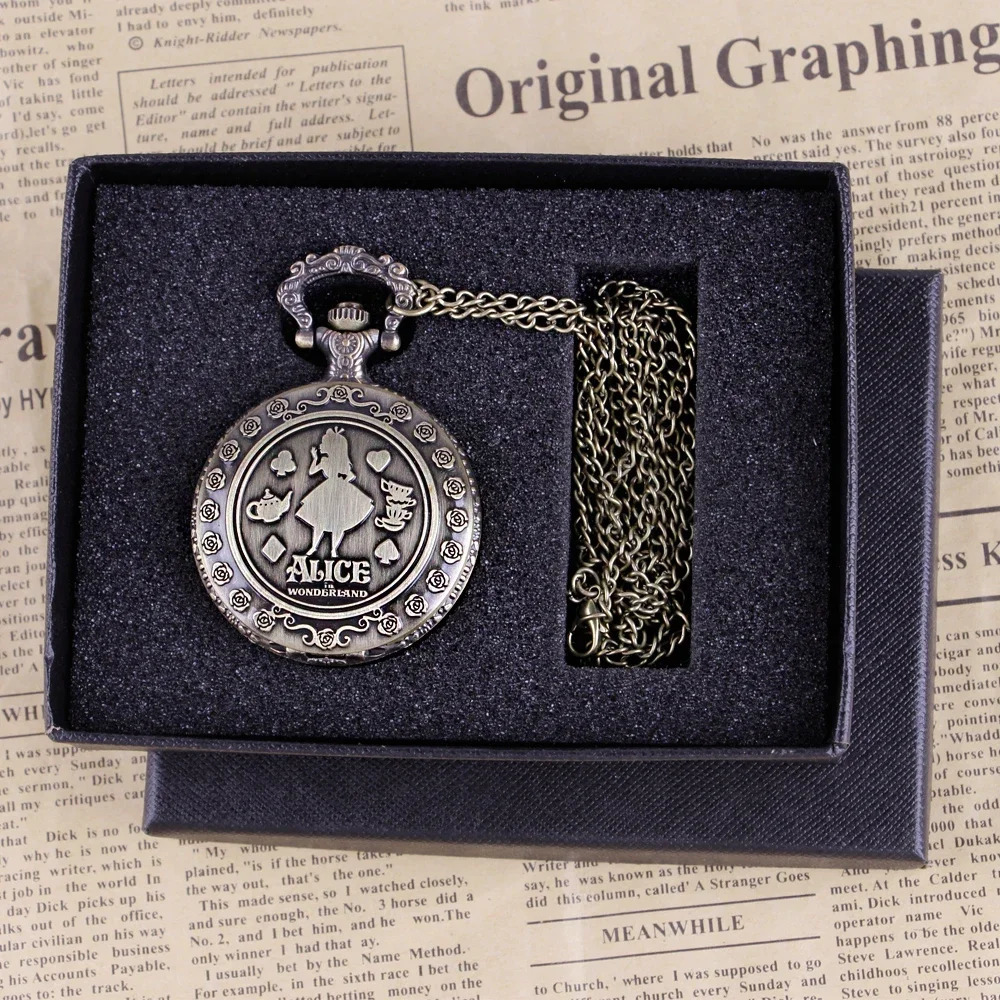Selling Theme Pocket Watch Set Necklace Quartz Movement Fob Watches Ladys Children Gift with Box 250512