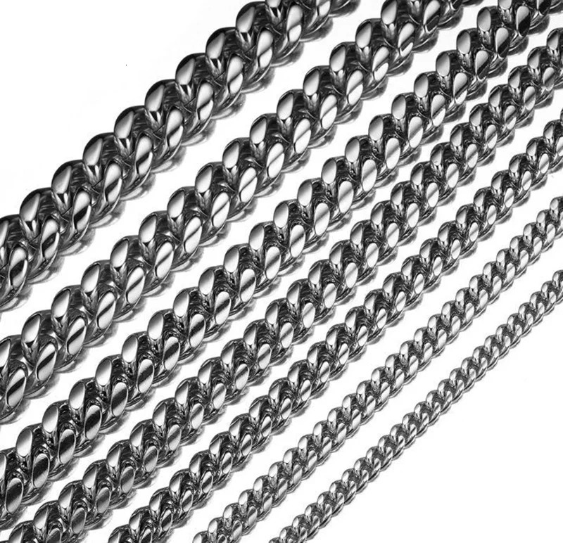 6mm22mm wide 316L Stainless Steel Cuban Miami Chains Necklaces Big Heavy Round Link Chain for Men Hip Hop Rock jewelry 250512