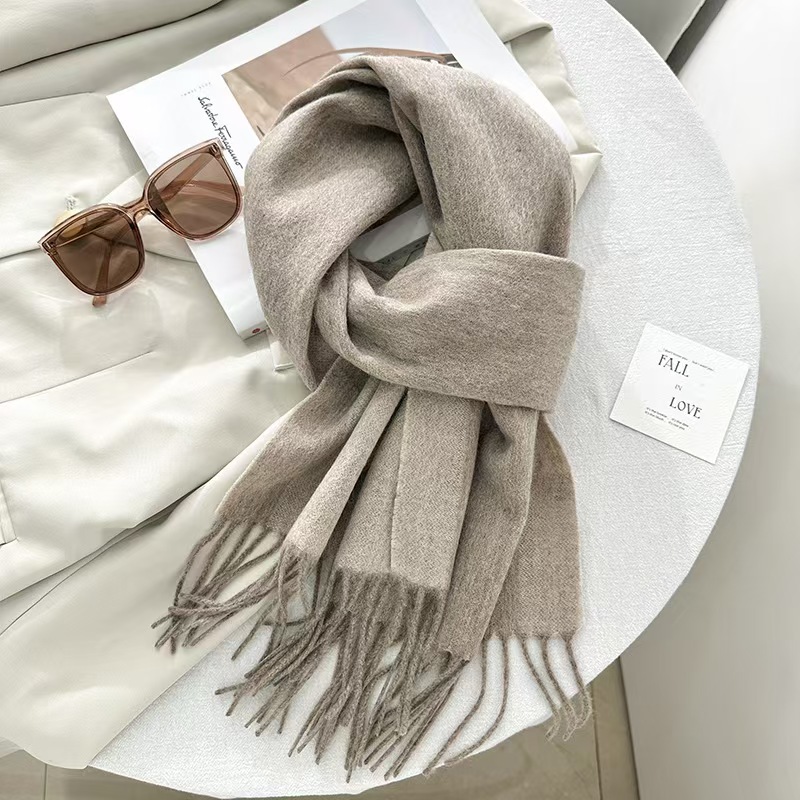 T690 Fashion Wool Scarf Women's High-end Simple Trend Pure Color Dotted Shawl Travel Warm Neck Scarf