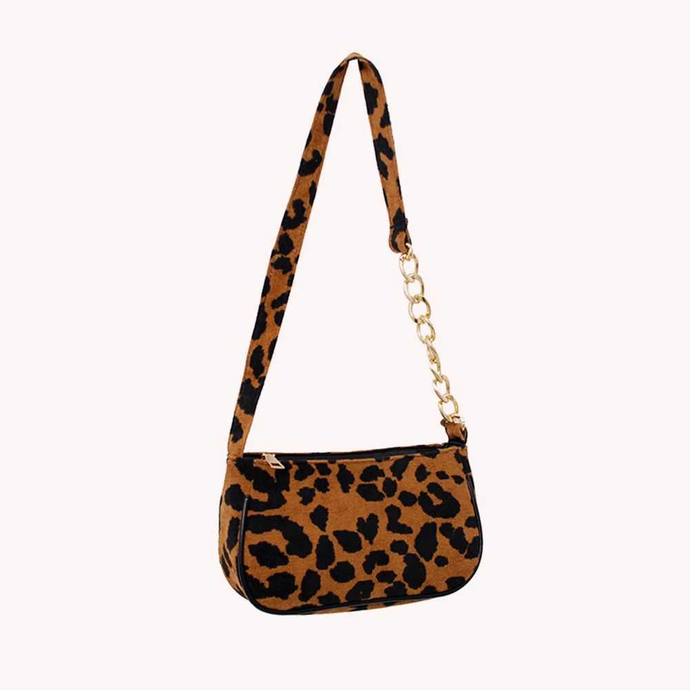 Leopard Pattern Shoulder Handbag Street Shopping Women Plush Underarm Bag PurseXJ250512