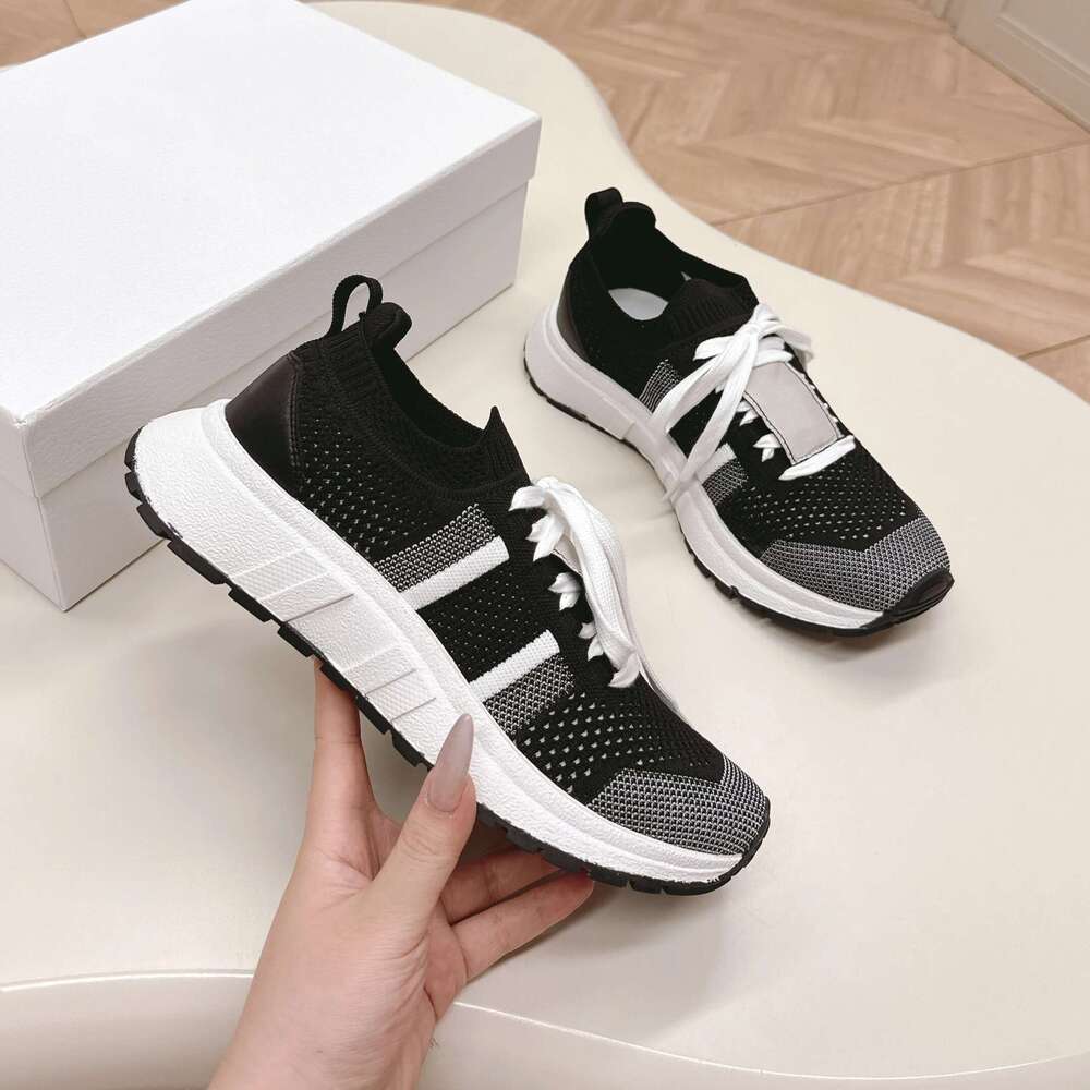 Women Size35-44 Knitting Couple Sneakers Mesh Sports Leisure Flats Mixed Colors Concise Designer Shoes Zapatillas De Mujer
