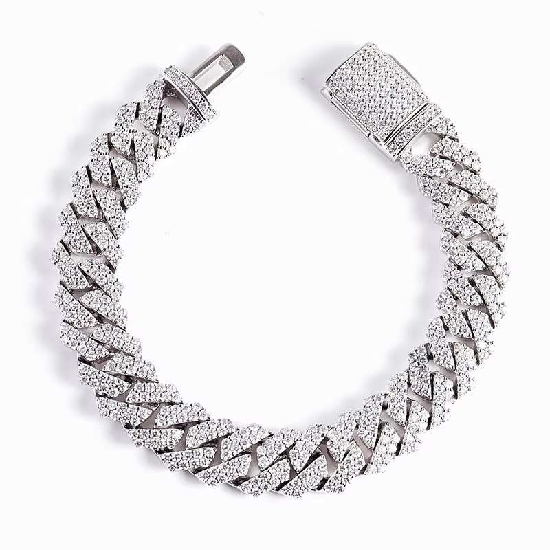 8MM Full Moissanite Cuban Chain Bracelet for Men Women Certified 100% 925 Sterling Silver Hip Hop Cuban Link Male Jewelry Gift