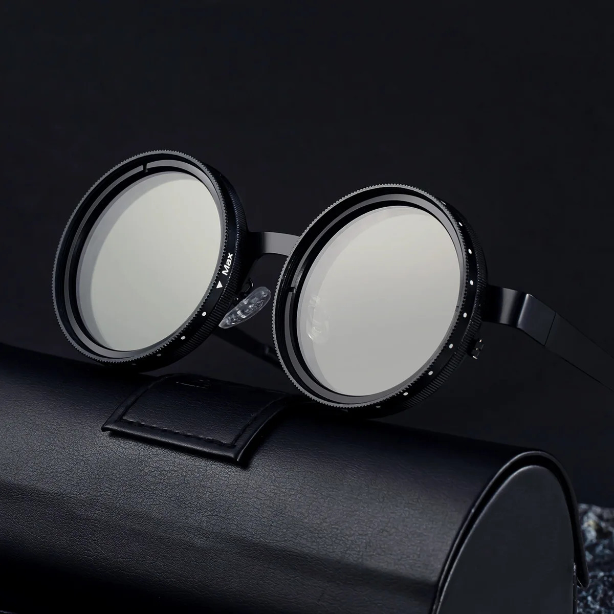ND2400 9 Level Adjustable Dimming Polarized Sunglasses Men Women Fishing Punk Round Glasses Driving Eyeglasses ND Filter 250512