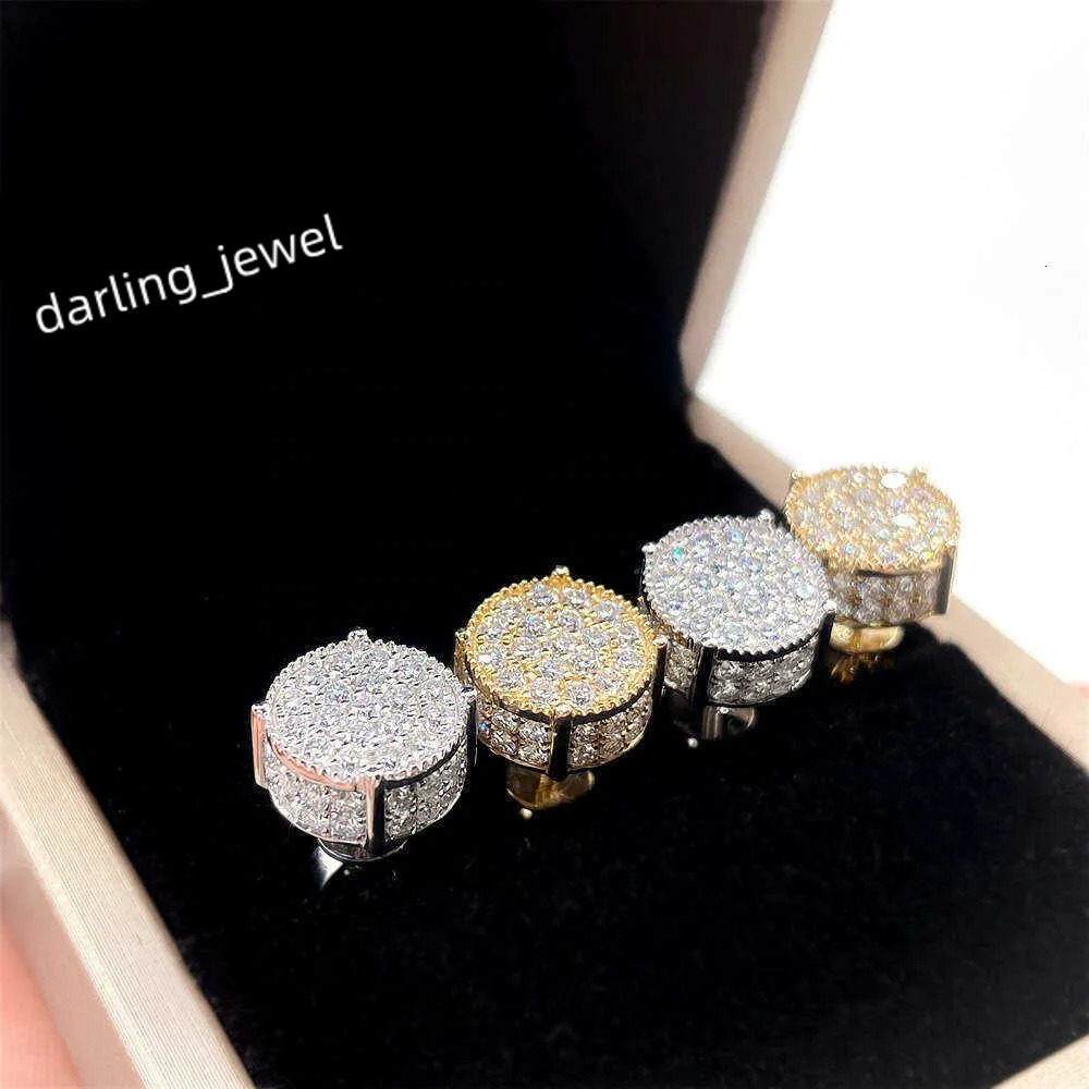 Ready To Ship 10K Gold VVS Moissanite Dia Hip Hop Earrings Studs Men