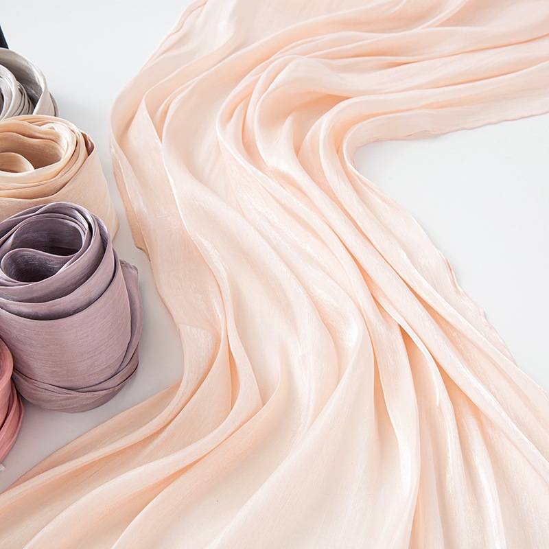 K699 Cross-border solid color headscarf silk scarf thin large gauze scarf travel sunscreen shawl linen plain satin scarf versatile