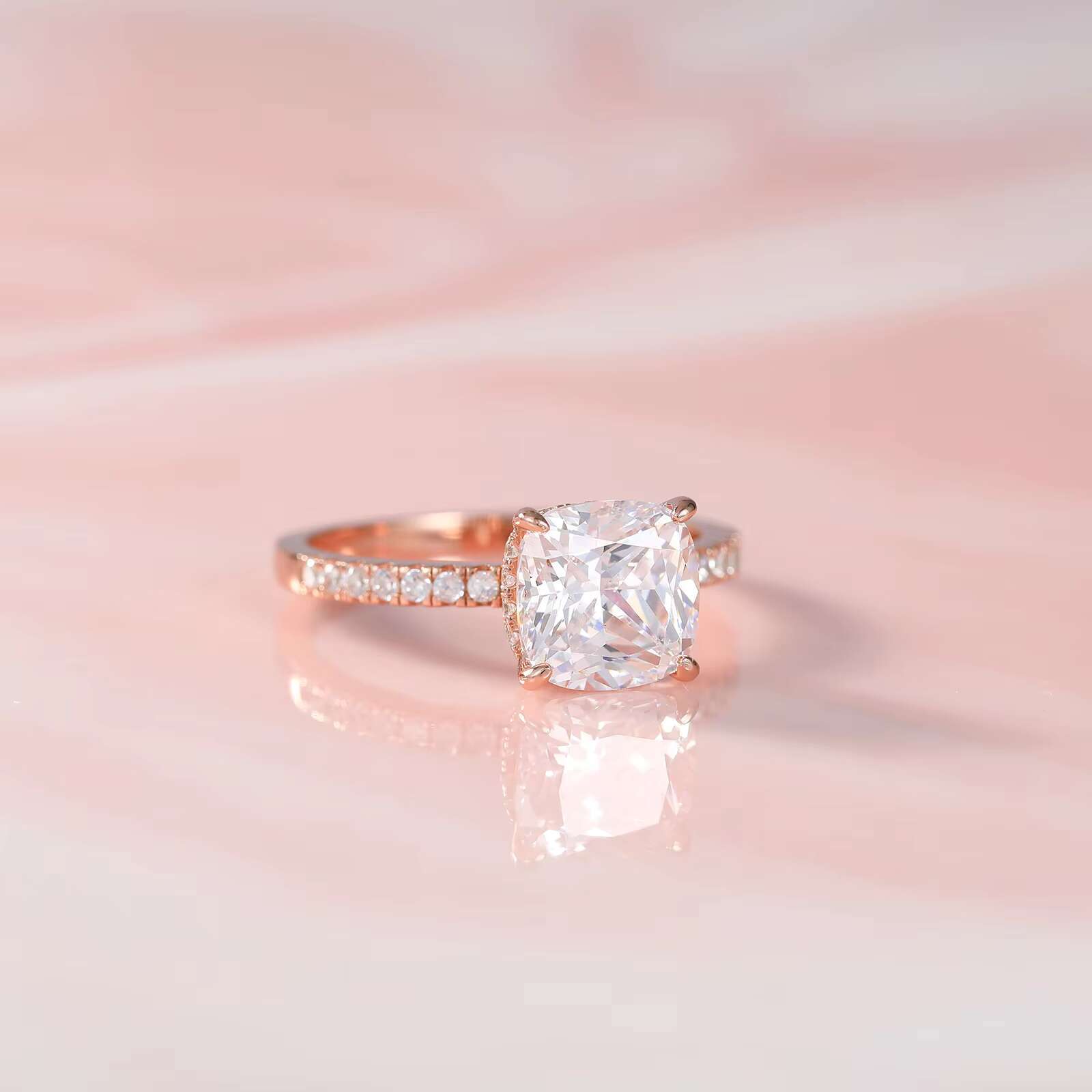 OLAN High Quality Jewelry Ring VVS Moissanite 925 Silver Rings with Certificate Women 4ct Moissanite Engagement Ring