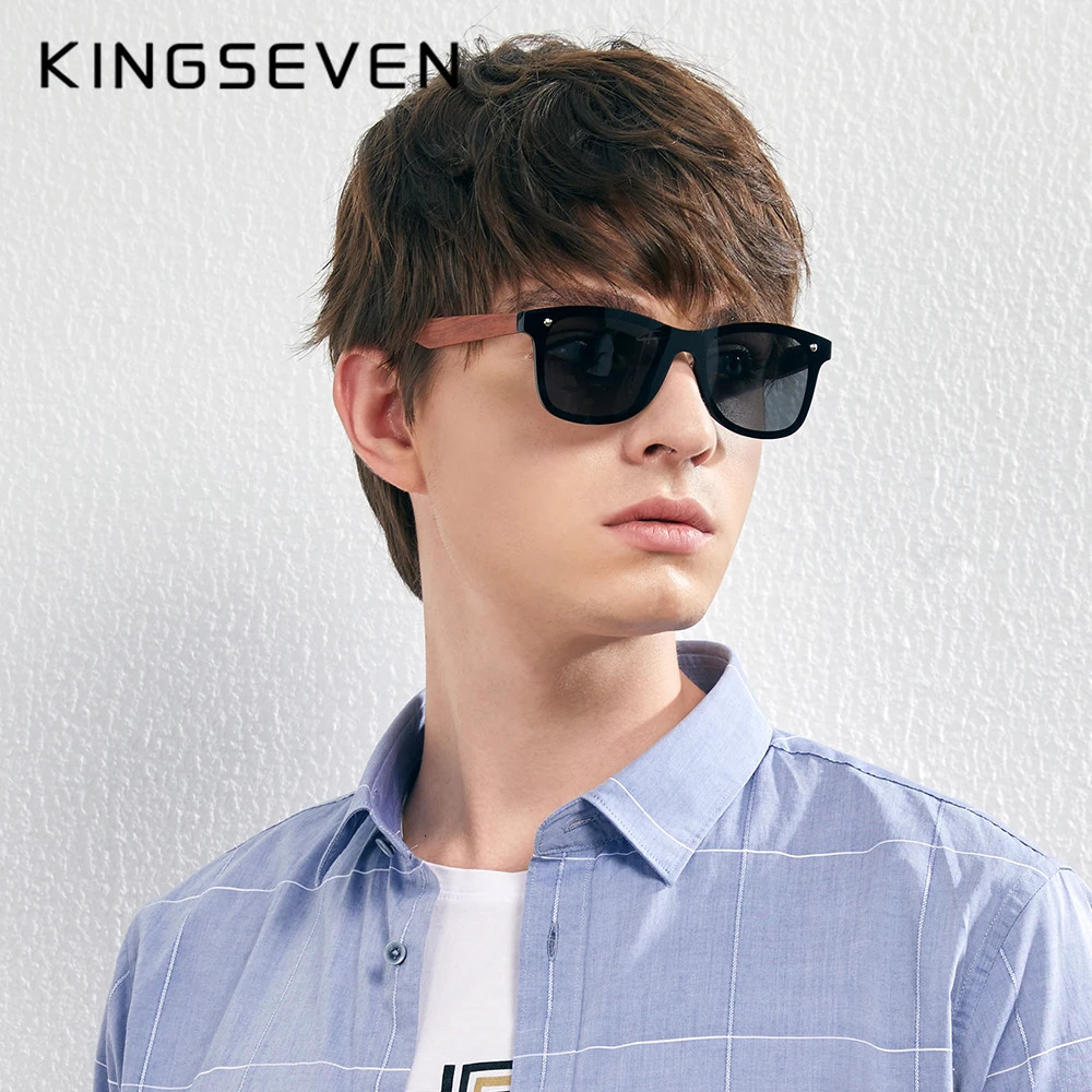 KINGSEVEN Natural Wooden Sunglasses Men Polarized Fashion Sun Glasses Original Eye Protection Eyewear Oculos De Sol Masculino 250512