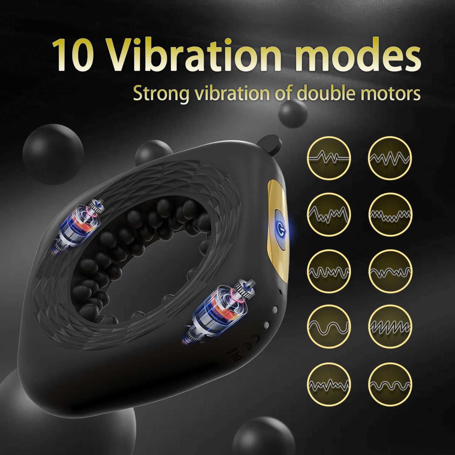 Powerful Vibrating Cock Ring for MenRechargeable Dual Moto Penis RingDurable Penisring Sex Ring Enhances Pleasure for Couples W250512