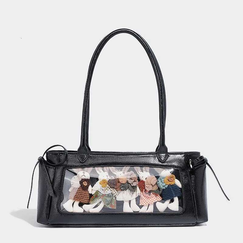 MBTI Cute Shoulder For Women Vintage Red Y2k Fashion Kawaii Bow Handbag Elegant Casual Transparent Lolita Jk Female Ita Bag