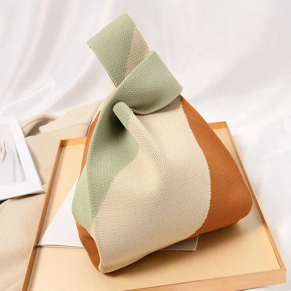 Cute Harajuku Knitted Shoulder Bag Female Korean Fashion Cotton Yarn Crochet Vest Shape Tote Bag for Women Girly Vintage SweetW250512