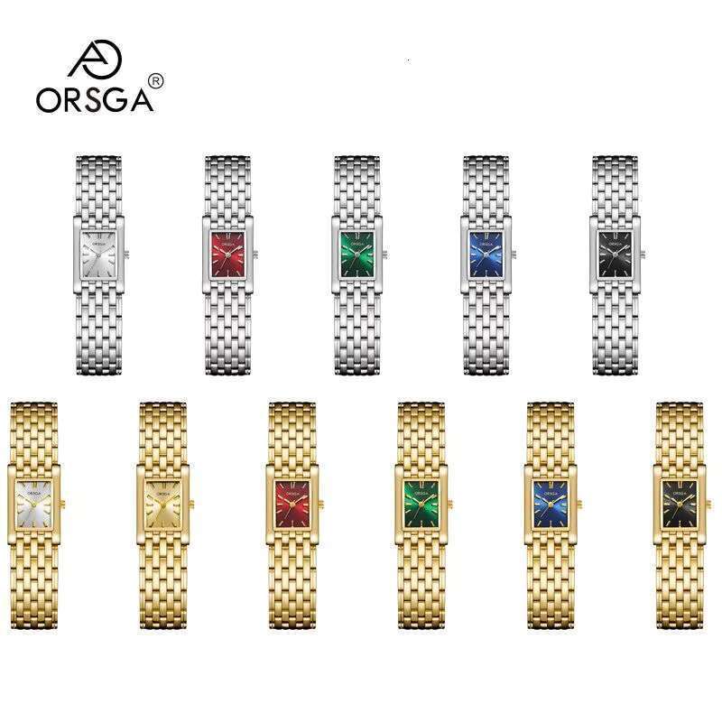 DHCollections Rectangular Quartz Watch 18mm Stainless Steel Band Waterproof Vintage Alloy Fashion Wristwatch for women