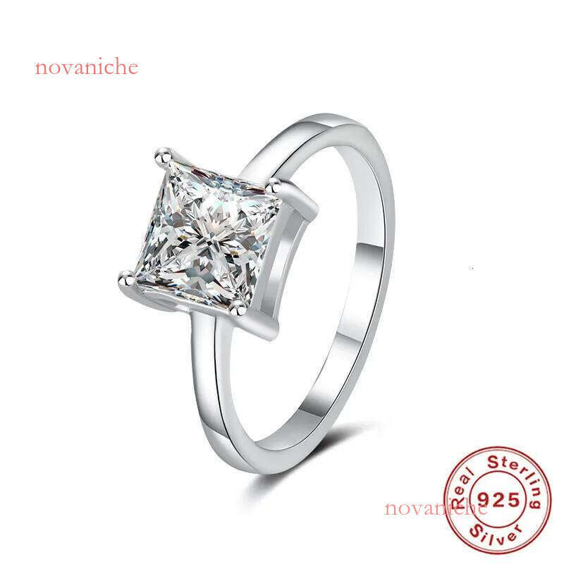pass dia tester VVS1 D color 2CT moissanite for women sterling sier ring square wedding rings designer jewelry woman gift with box