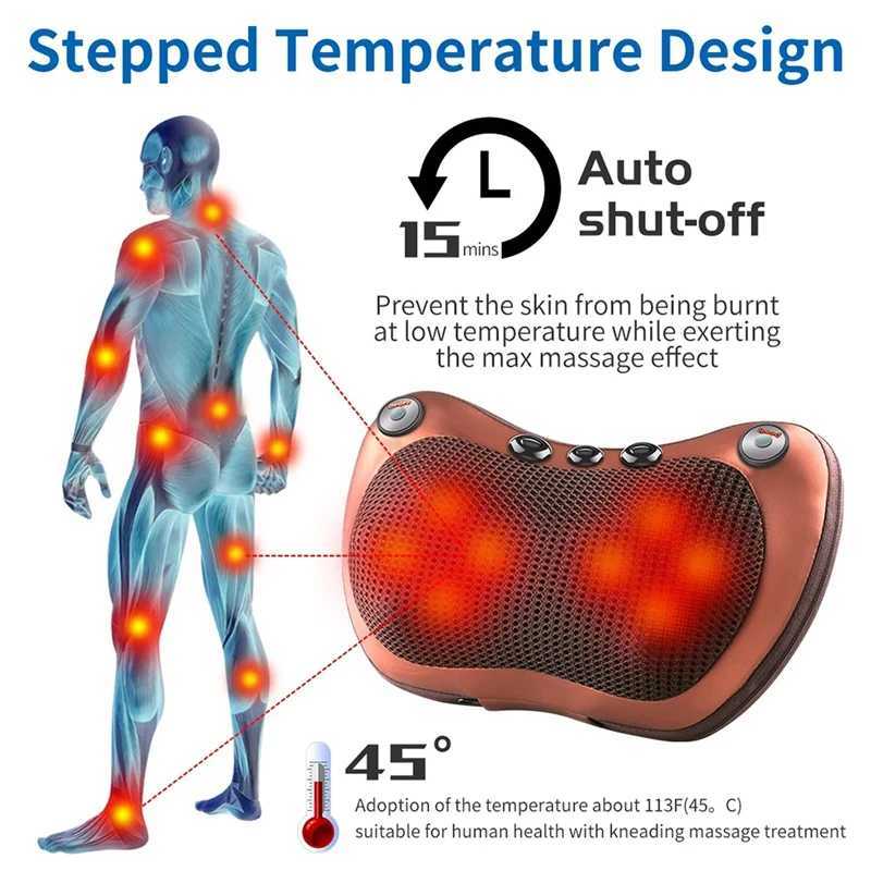 AA20-Back Neck Shoulder Massage Pillow Electric Roller Massager Intelligent U-Shaped Kneader Strong Neck Protection US PlugW250512