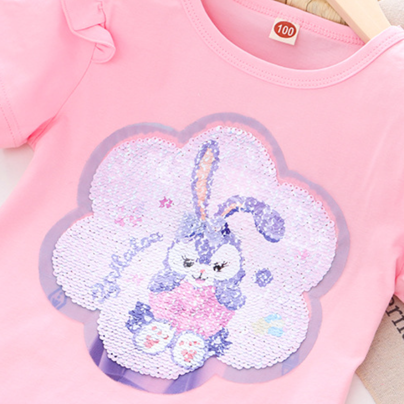 DISNEY Frozen Elsa princess girls designer clothes Princess T-shirt infant designer clothes short-sleeved princess designer T-shirt print design comfo