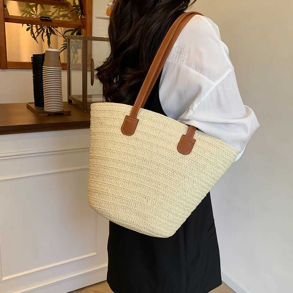 Womens Straw Woven Beach Bag Large Capacity Shoulder Tote Summer Fashion Designer Shopper Handbag Lightweight BasketW250512