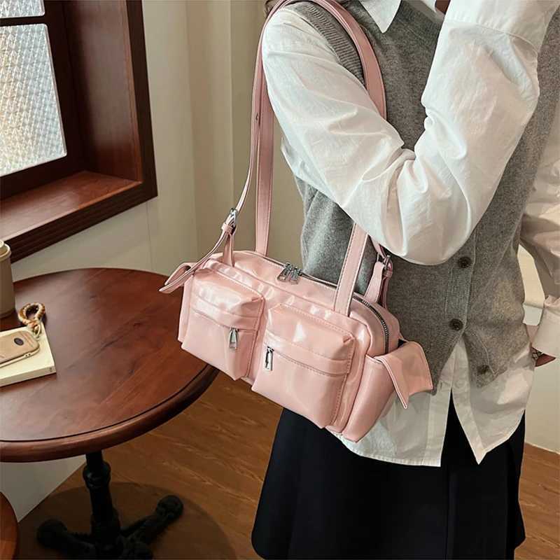 Brand design Shoulder Bag High-quality Texture Multi-pocket Motorcycle Personality Versatile Fashion Korean Version Underarm Bag Z250512