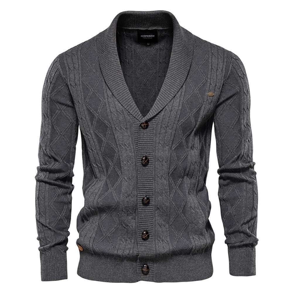 AIOPESON Cotton Argyle Cardigan Men Casual Single Breasted Solid Color Business Mens Cardigans New Winter Fashion Sweater Man-250512