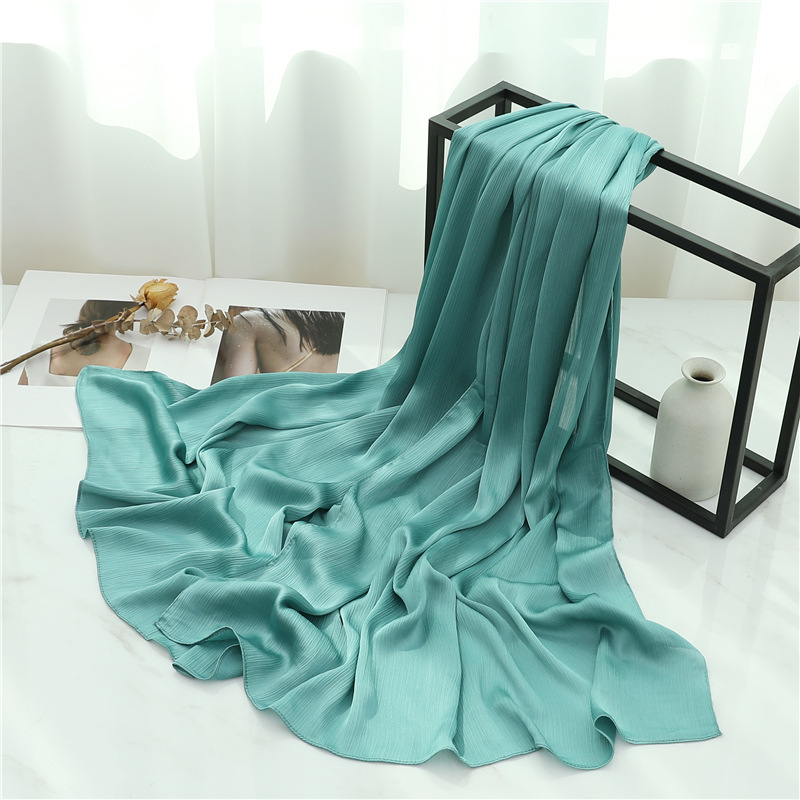 K698 Head scarf solid color silk scarf basic versatile scarf women's crepe travel scarf Tibet travel large shawl Southeast Asia