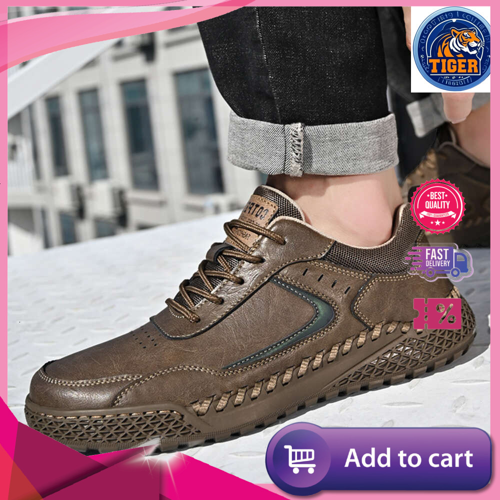 Ddmytiger S Korean Men Version Versatile Breathable Casual Shoes Non Slip Soft Soles British Fashion Trend One Foot Leather Outdoor Shoes