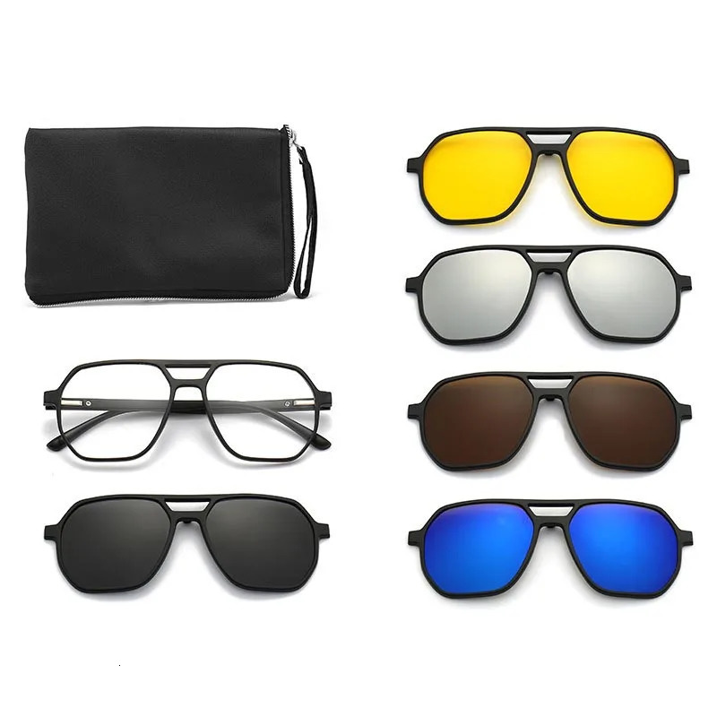 6 In 1 Custom Men Women Polarized Optical Magnetic Sunglasses Clip Magnet Clip on Sunglasses Clip on Sun Glasses Frame 250509