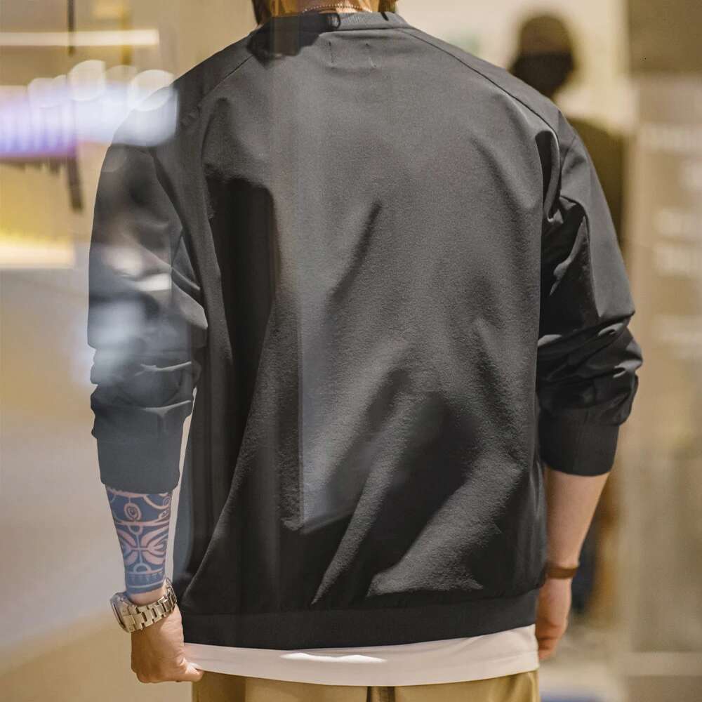 Maden Vintage Outdoor Sporty Long Sleeve Color-Block Sweatshirt Men Spring Round Neck Woven Pullover Loose Casual Black Hoodie Designer