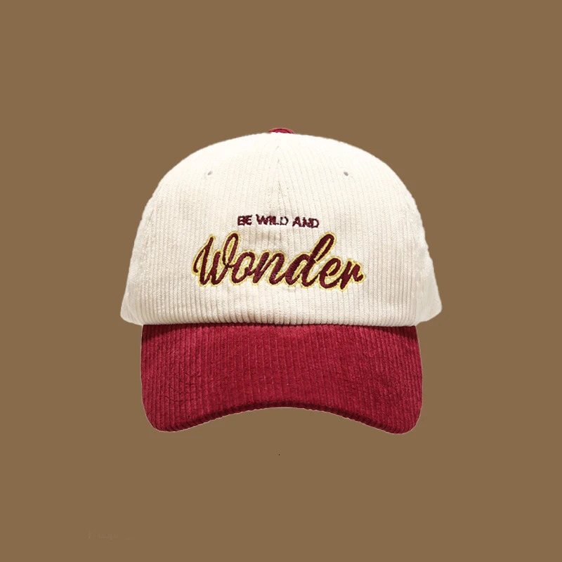 Color blocked ins retro letter embroidered corduroy hat for men and women autumn winter duckbill capversatile baseball cap 250512
