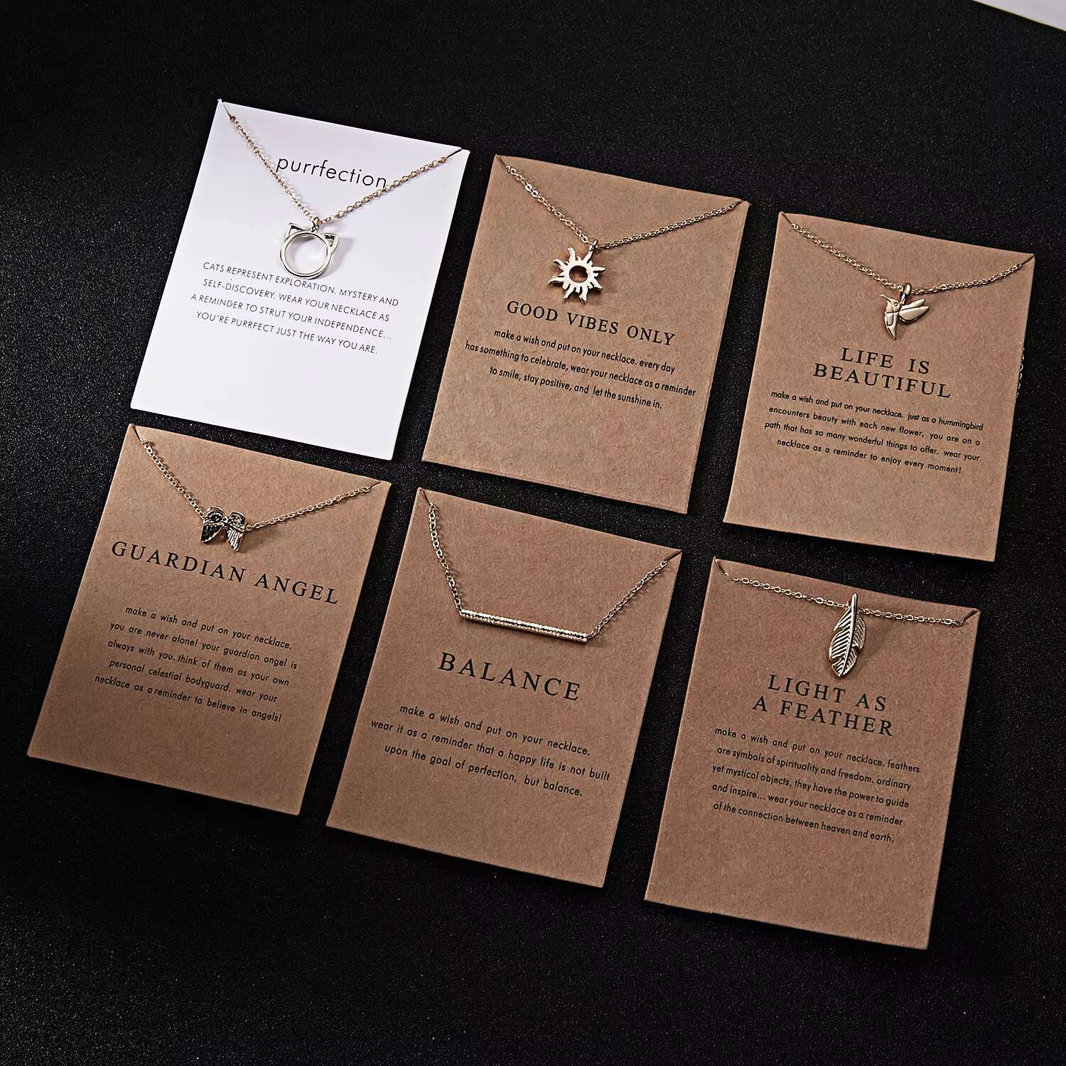 Fashion creative gift gold-plated charm cat sunbird pendant karma card women's necklace girl accessories