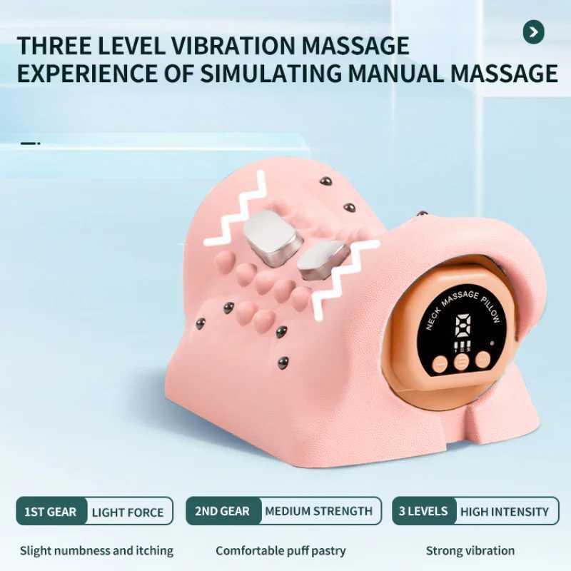 Electric Cervical Curvature Corrector Pink New Multifunctional Vibration Massage Pillow Hot Press Pulse Cervical Massage PillowW250512