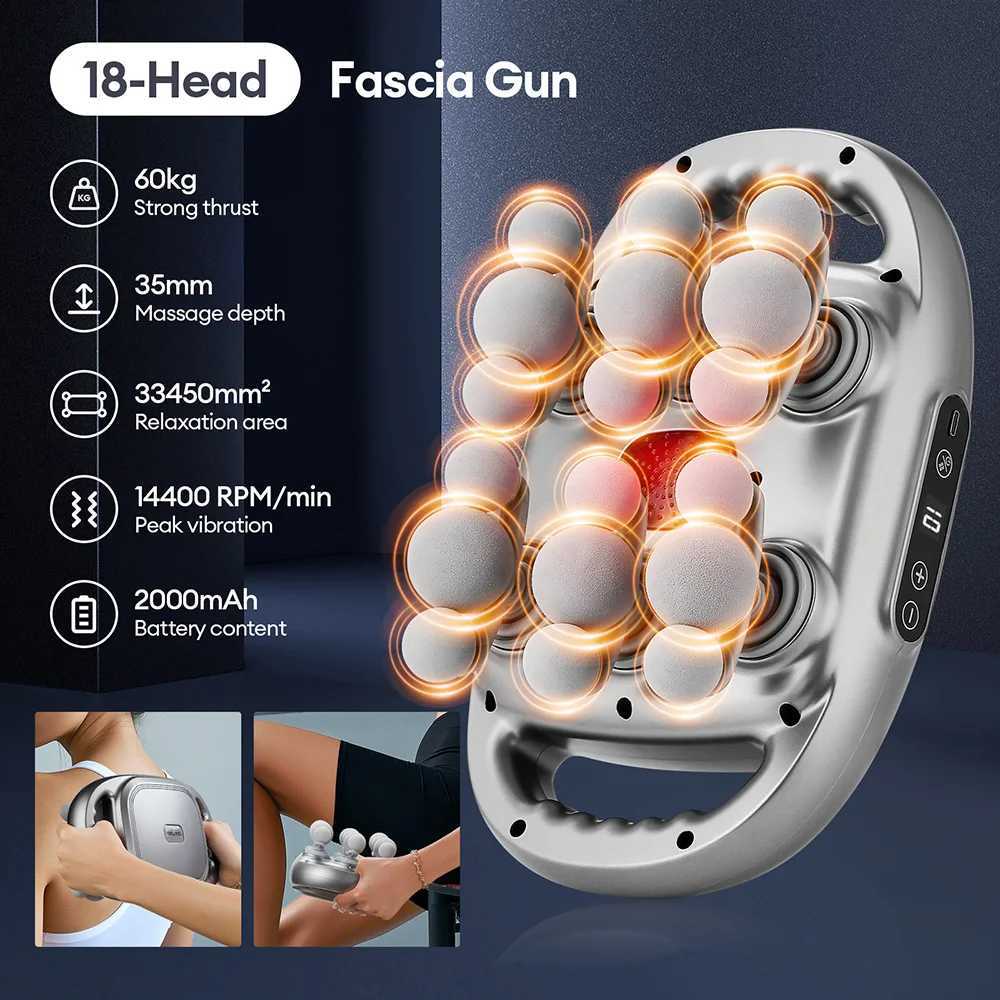 18-Head Fascia Gun High-Frequency Vibration Body Massage Gun Back and Waist Massager Neck Shoulder Massager Muscle massagerW250512