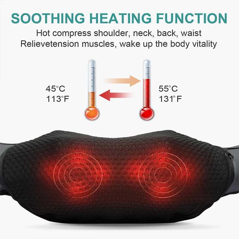 Nekteck Shiatsu Back Shoulder and Neck Massager Cordless Deep Tissue Kneading with Heat Portable Neck Massage Pillow Home UseW250512