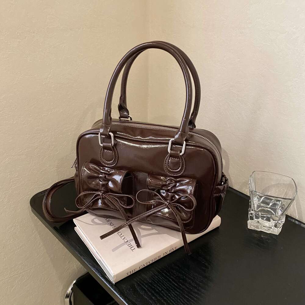 Fashion Drawstring Bow Hand-Held Small For Women 2024 New Korean Version Versatile Backpack Commuting Boston Bag