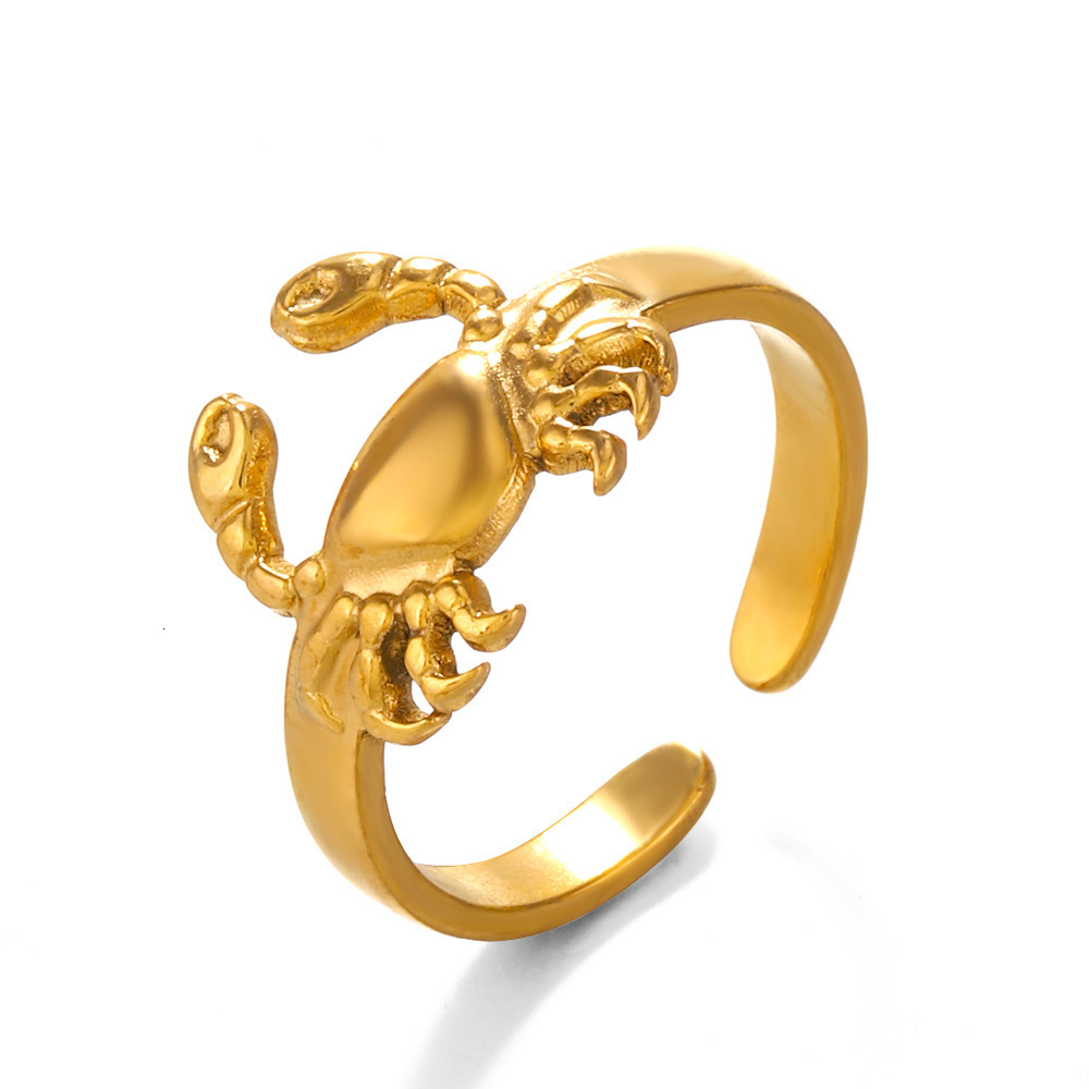 Popular stainless crab ring, women's fashionable hip-hop animal opening adjustable titanium steel ring
