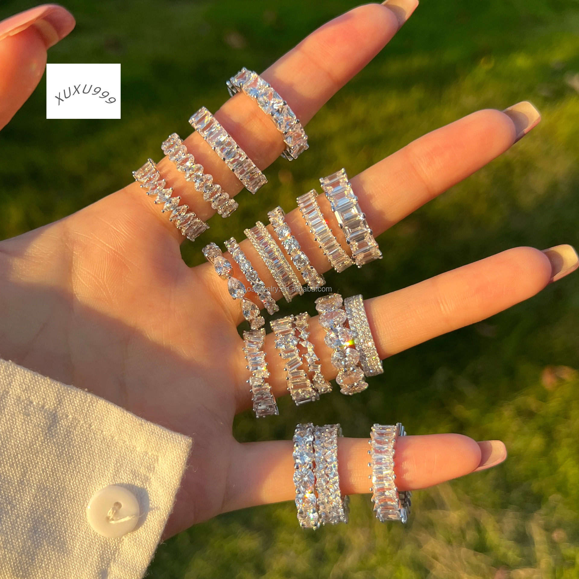 Women 925 Sterling Silver 925 Tennis Ring Dainty for Women Womens Fine Jewelry Rings Frauen Silver Schmuck DDP logistic Air
