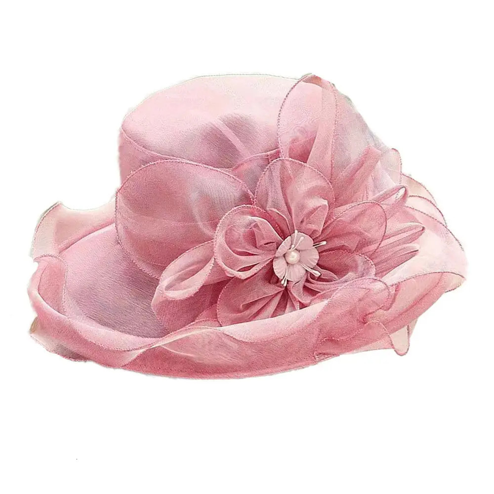1Pc Women Organza Mesh Hat Ruffles Wide Brim Summer Bridal Sun French Europe And America Exquisite Party Cap Beach 250512