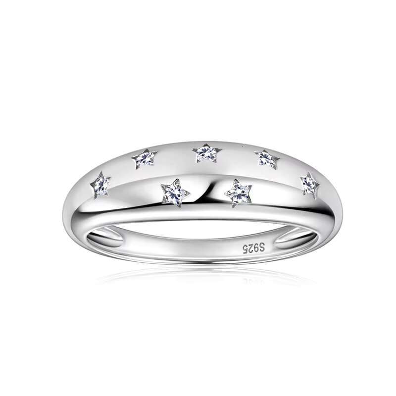 Valentines Day Jewelry Engagement Diamond Gold Plated 925 Silver Band Bezel Setting Star Moissainte Rings for Women