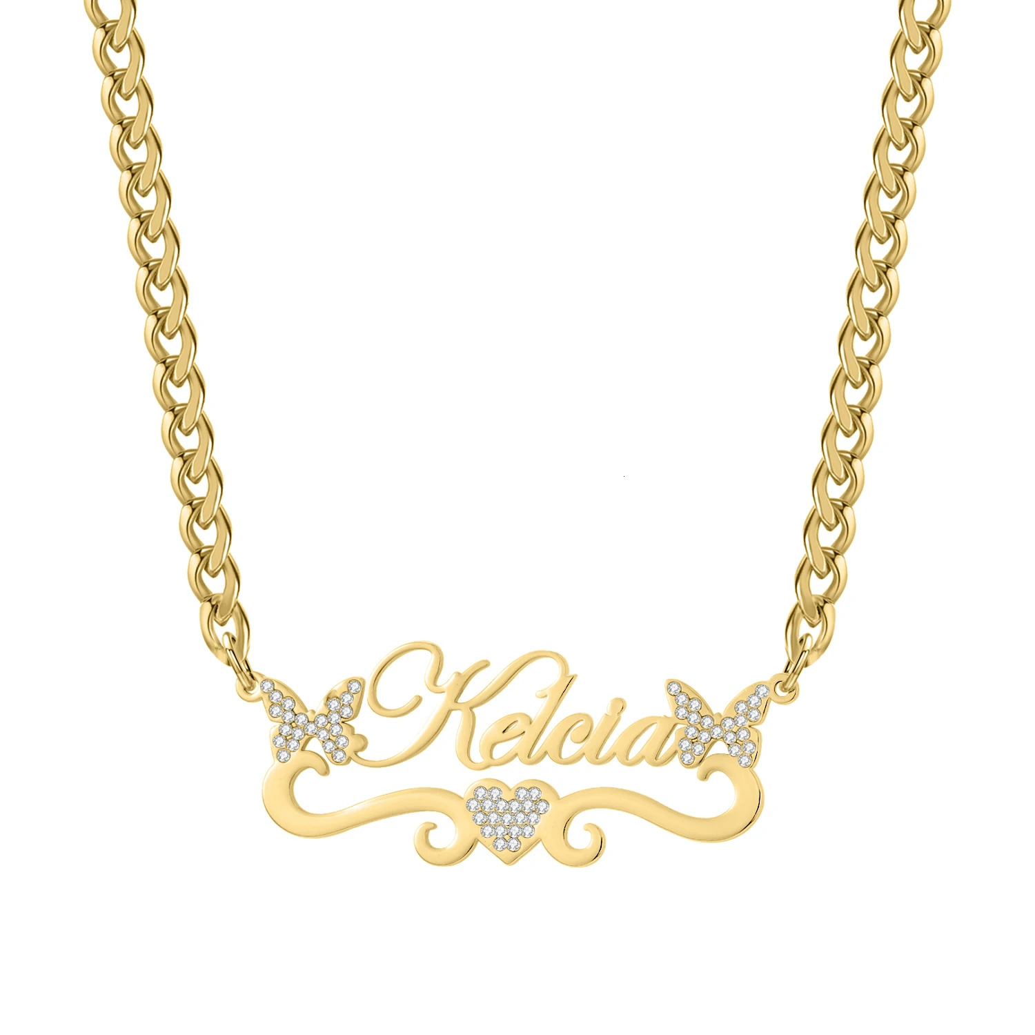 Custom Name Necklace With Butterfly Nameplate Necklace For Women Personalized Stainless Steel Gold Chain Princess BFF Jewelry 250512