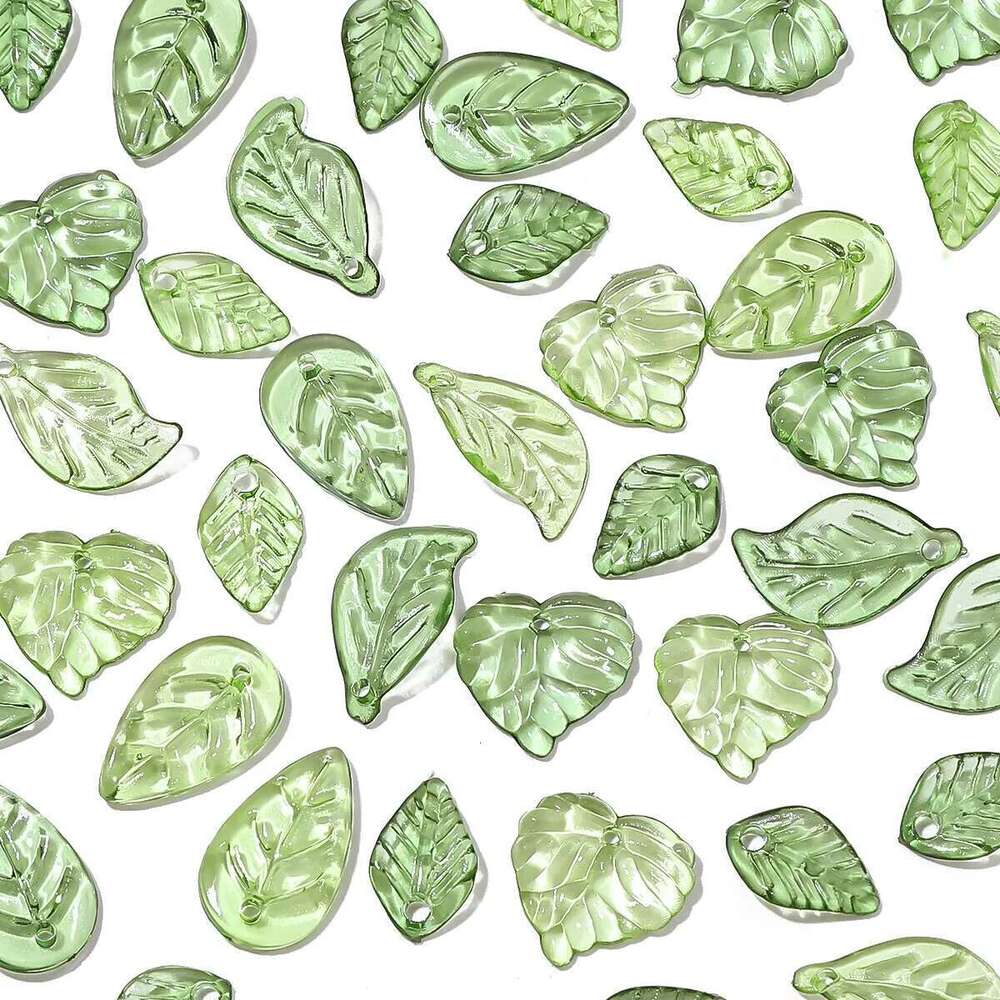 100Pcs Acrylic Mini Small Tree Leaf Hand Beaded DIY Handmade Necklace Earrings Loose Separated Bead Jewelry Accessory Mater