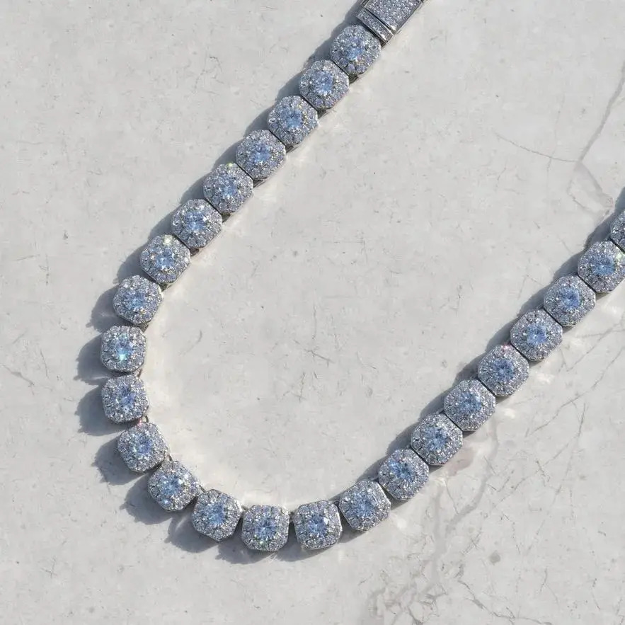 Iced Out Cubic Zirconia Cluster Tennis Chain Necklace Hip Hop Jewelry 10mm 12mm Classic Gift for Men Women 250512