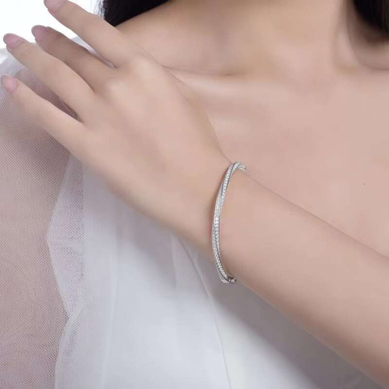 Ruizuan Moissanite Man Woman Bracelet 925 Sterling Silver Men Bracelet Cross Moissanite Nail Bracelet
