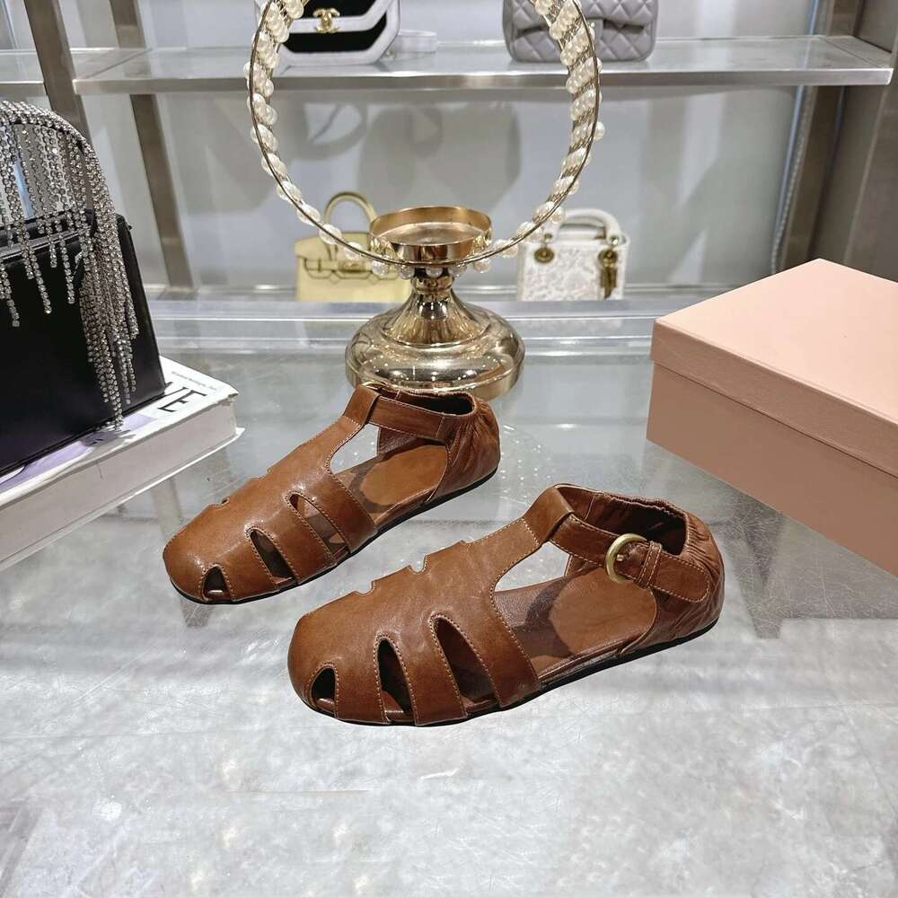 Women Size35-41 Genuine Leather Flats Mary Janes Round Toe Summer Solid Colors Leisure Designer Shoes Zapatillas De Mujer