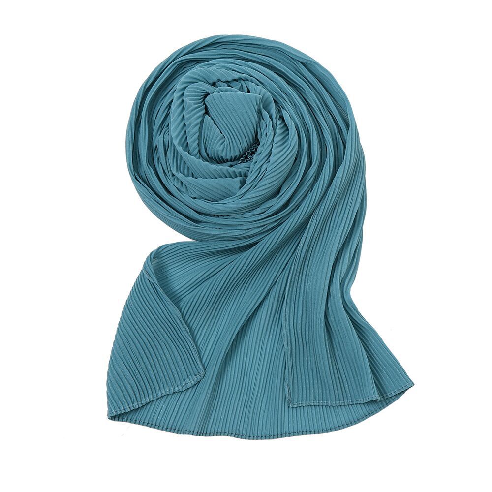 K700 New style fine wrinkled pearl chiffon long scarf ladies scarf pleated gauze scarf fashionable solid color silk scarf