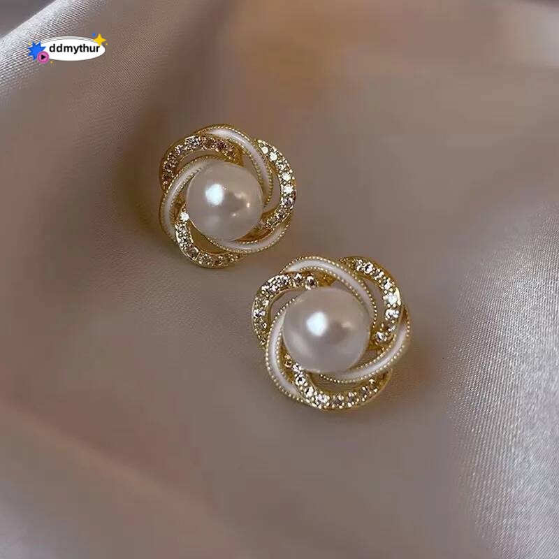 Fashion Brand S Sier Needle Red Pearl Earrings, Elegant Women's Exquisite Jewelry, Wedding Anniversary Holiday Gifts ddmythur