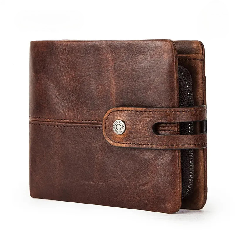 Mens Western Wallets Crazy Horse Short Wallet With Coin Purse, Hasp Closure, Cow Leather Clutch Carteiras - Ideal Everyday Carry New Free Delivery Des