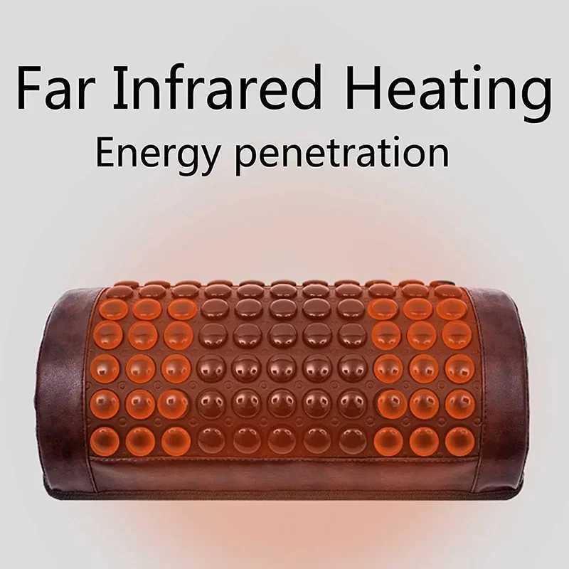 Jade Tourmaline Heating Pillow Far Infrared Heated Massage Bolster Neck Pillow for Cervical Spine Pain Relief Cervical tractionW250512