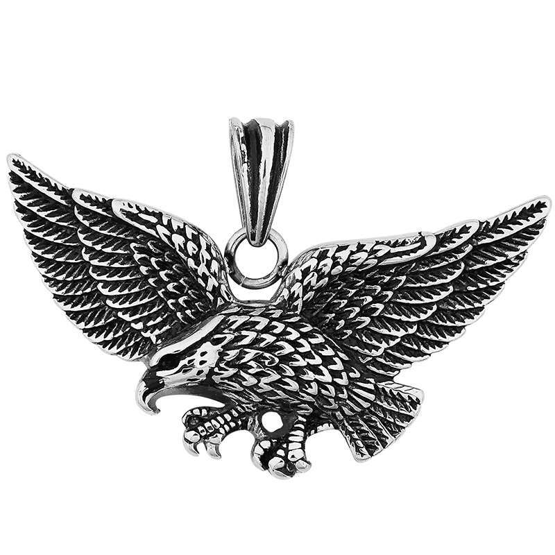 Wholesale Stainless Steel Emboss Eagle Pendant Necklace for Man Punk Good Detail Animal Jewelry Trendy Style
