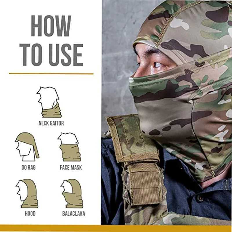 Military Camo Face Mask Bandana Balaclava Hood Headwear For Men Women Tactical Training Cycling Ski Wind-Resistant HuntingW250512
