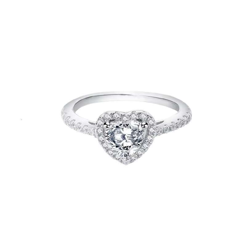 Custom Luxury Womens Wedding Ring New 925 Sterling Silver with DEF Moissanite Heart Fine Jewelry