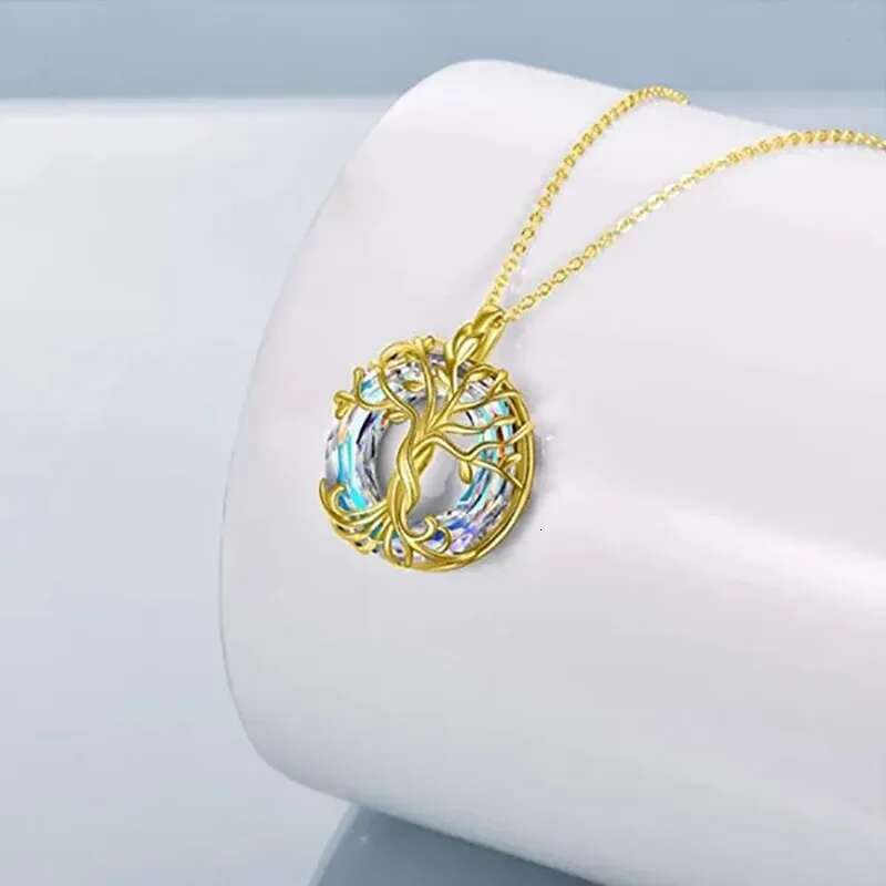 Exquisite Of Life Necklaces Celtic Family Tree Necklace With Circle Crystal Jewelry Gifts For Women Girls Mom Birthday