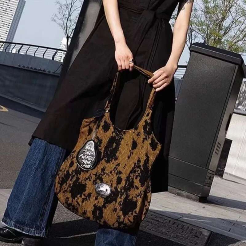 Y2k Underarm Bag Aesthetic Retro Hot Girl Corduroy Brown Handbag Women New Vintage Large Capacity Casual Tote Ladies