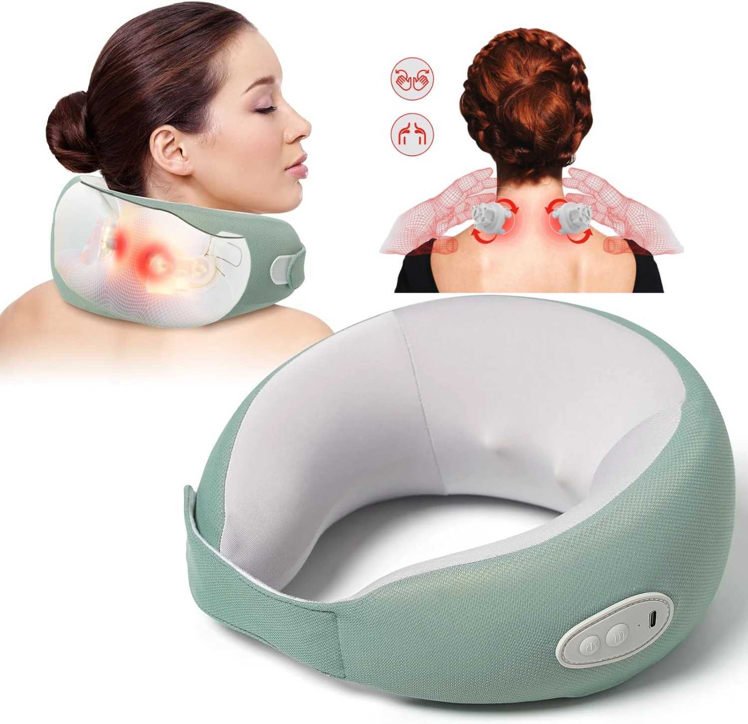 Electric Neck Shoulder Massager Shiatsu Massage Pillow with Heat Hot Compress Cordless Cervical Massager Arm Muscle Pain ReliefW250512
